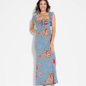 Women's Flounce Sleeve Maxi Empire Waist
Dress -Wild Fable™ Slate Blue Floral XL